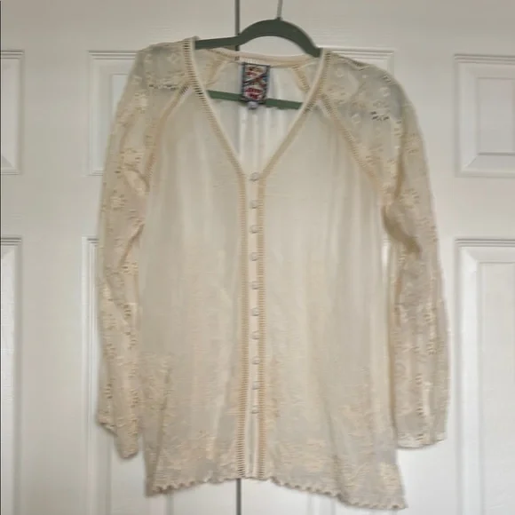 Johnny Was Laurel Amari Blouse - C10021-4 Cream Lace Blouse, Size S - Picture 1 of 11